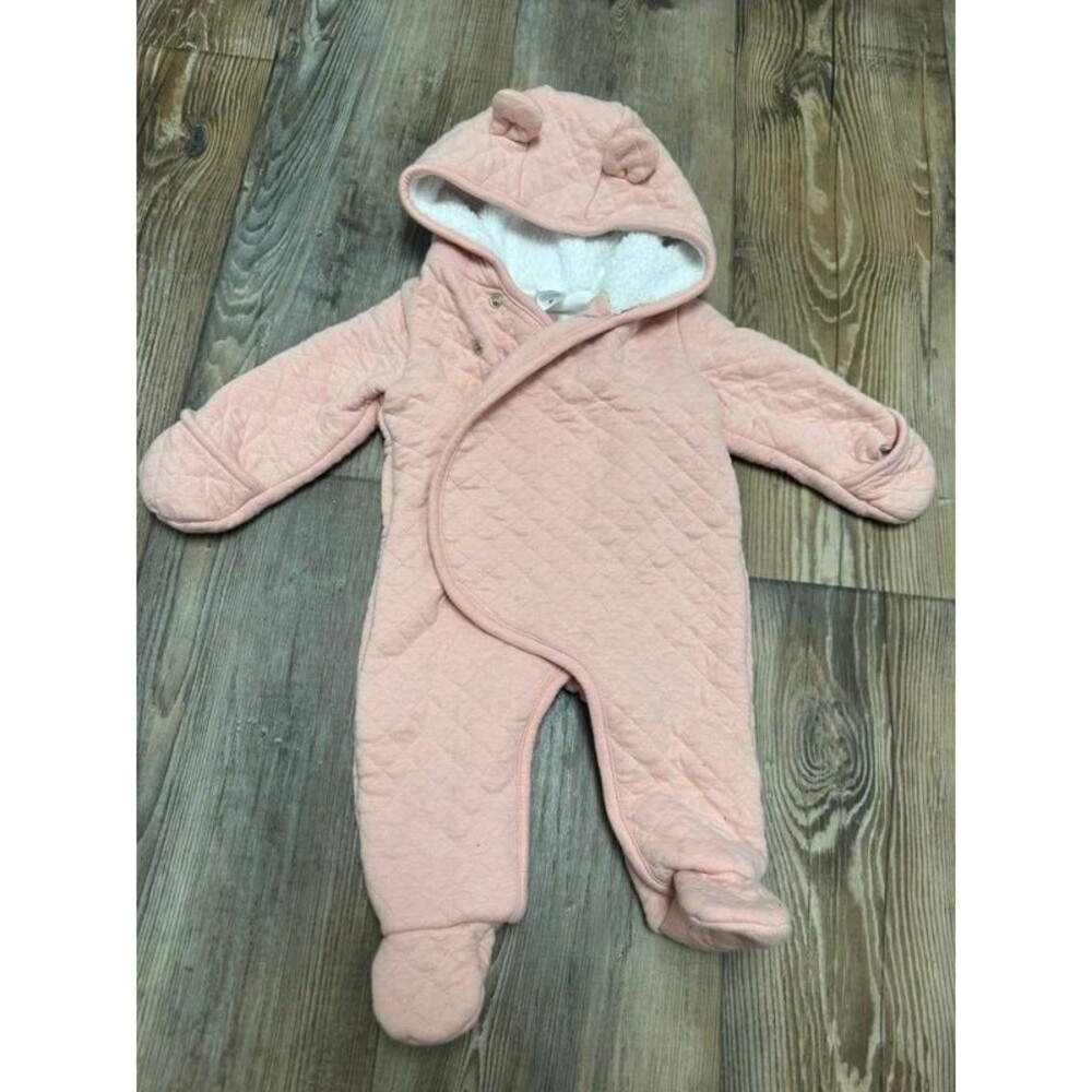 Full quilted bodysuit with fuzzy hood